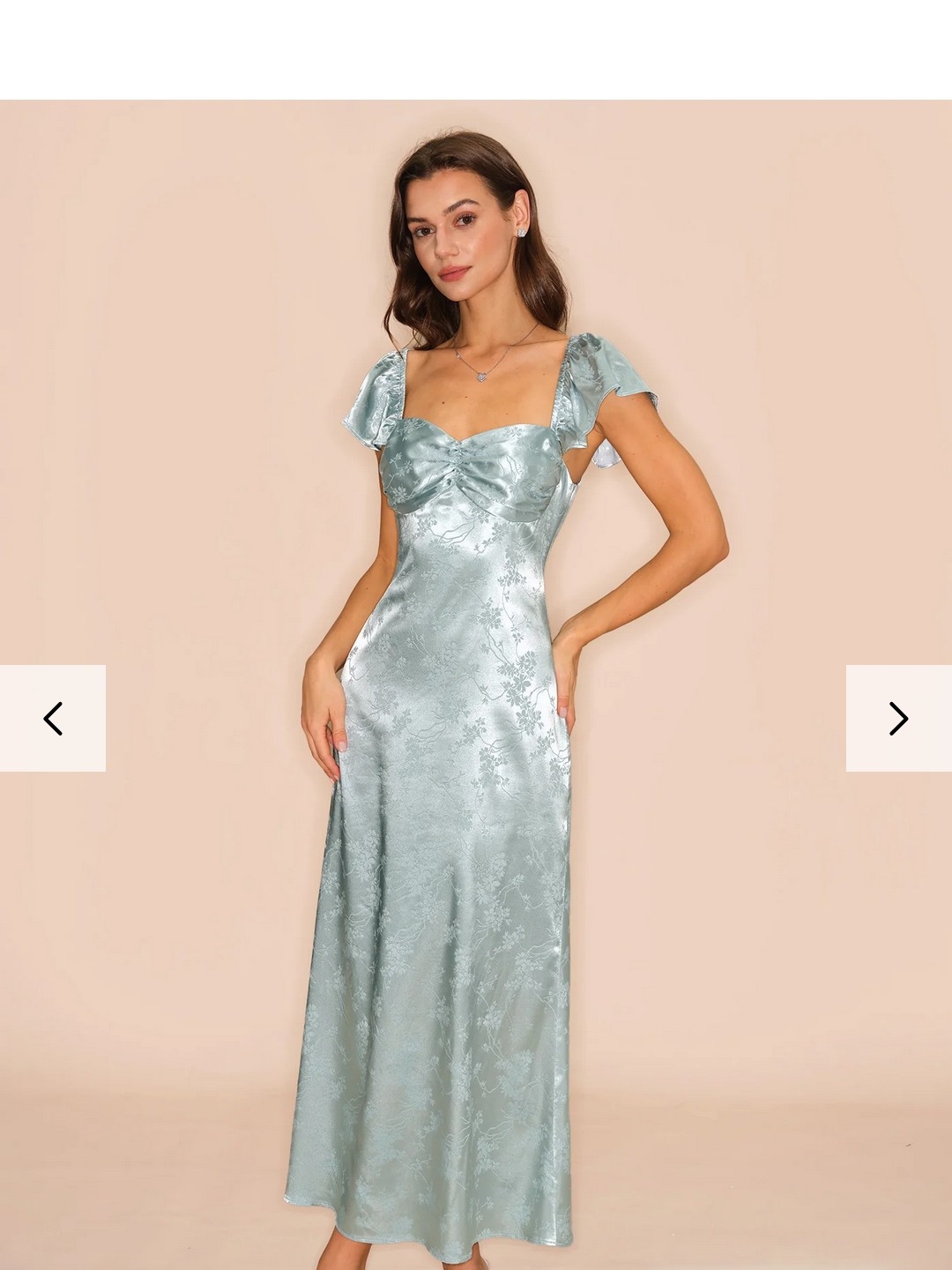 Satin Floral Jacquard Light Aqua Maxi Dress